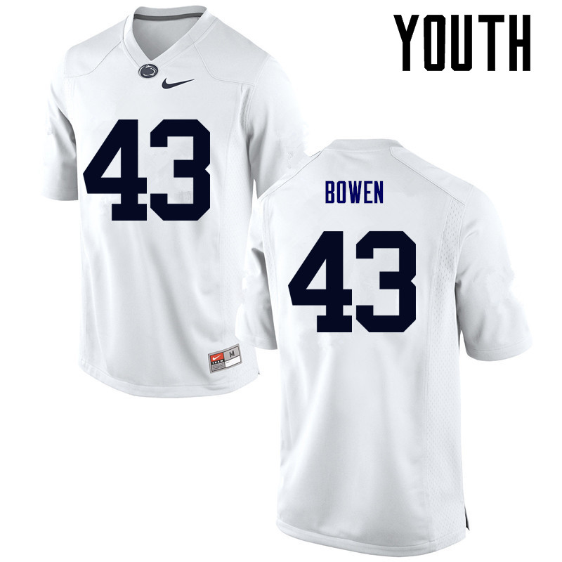 Youth Penn State Nittany Lions #43 Manny Bowen College Football Jerseys-White - Click Image to Close